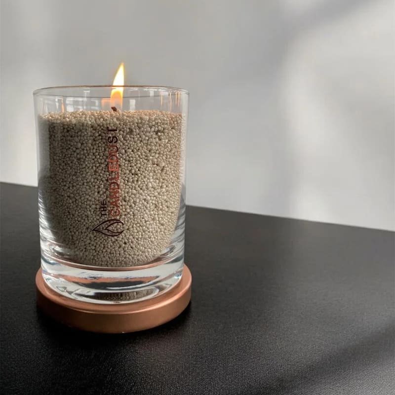 Bekvapė miltelinė žvakė stikle – Olive Green, 160 g (rankų darbo)