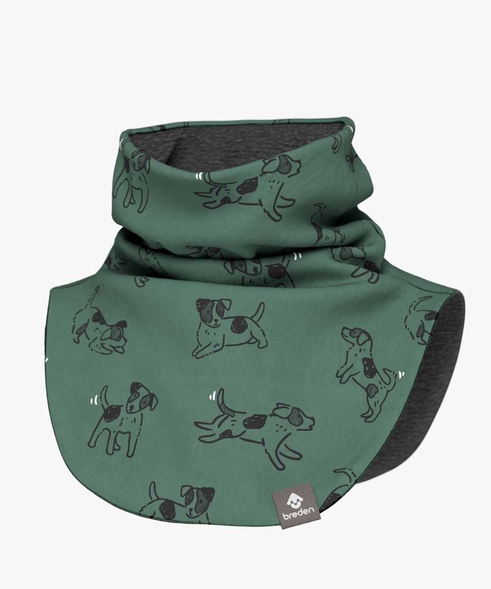 Vaikiškas merino kaklo šildytuvas MIKEL – Žali šunys
