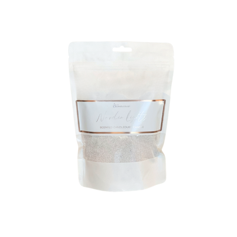 Miltelinės žvakės papildymo rinkinys „Nordic Lights“ – 330 g (su 2 dagtimis)